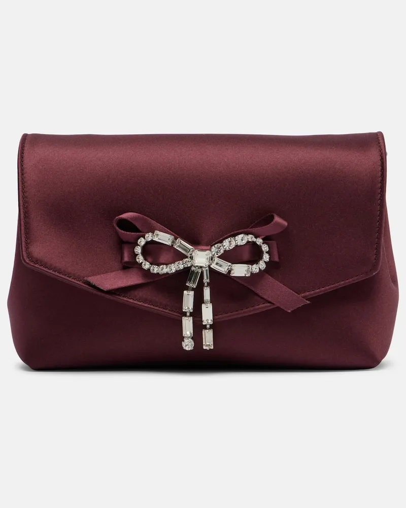 Jimmy Choo Verzierte Clutch Soft Bow Mini aus Satin Burgund