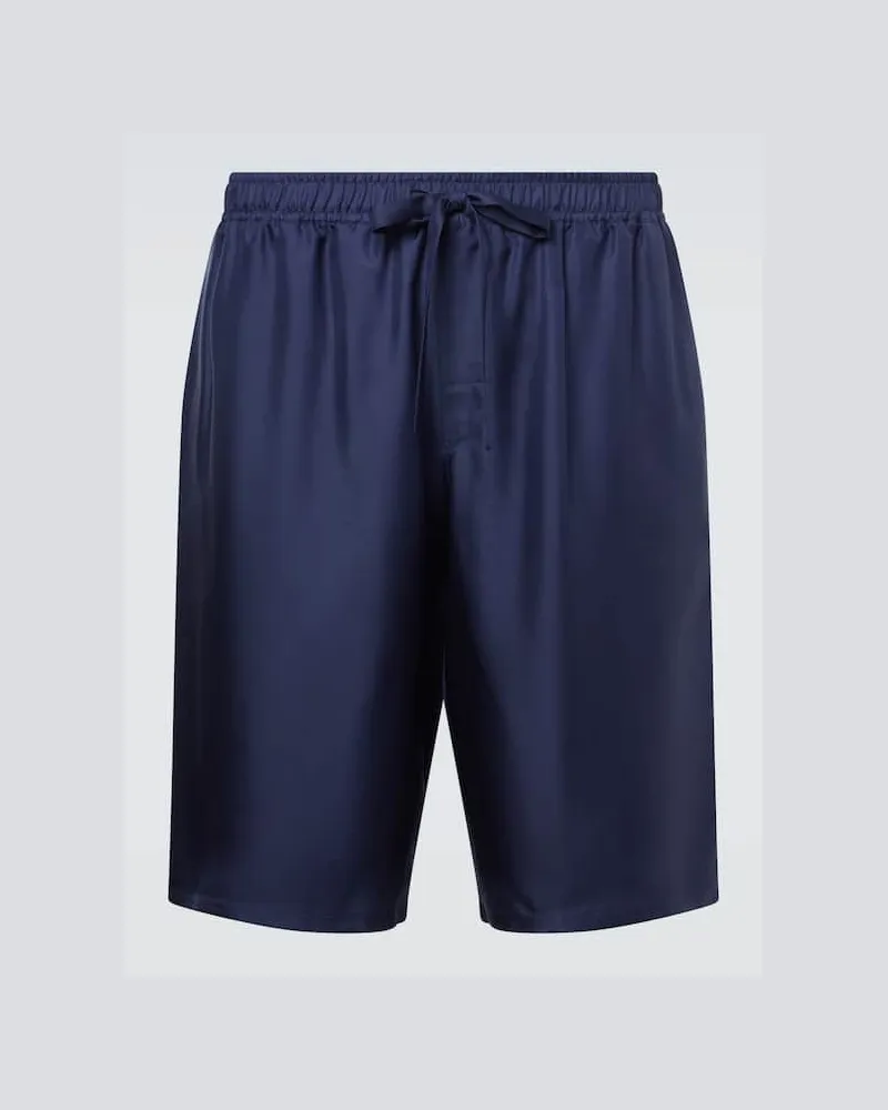 Dolce & Gabbana Bermuda-Shorts aus Seidensatin Blau