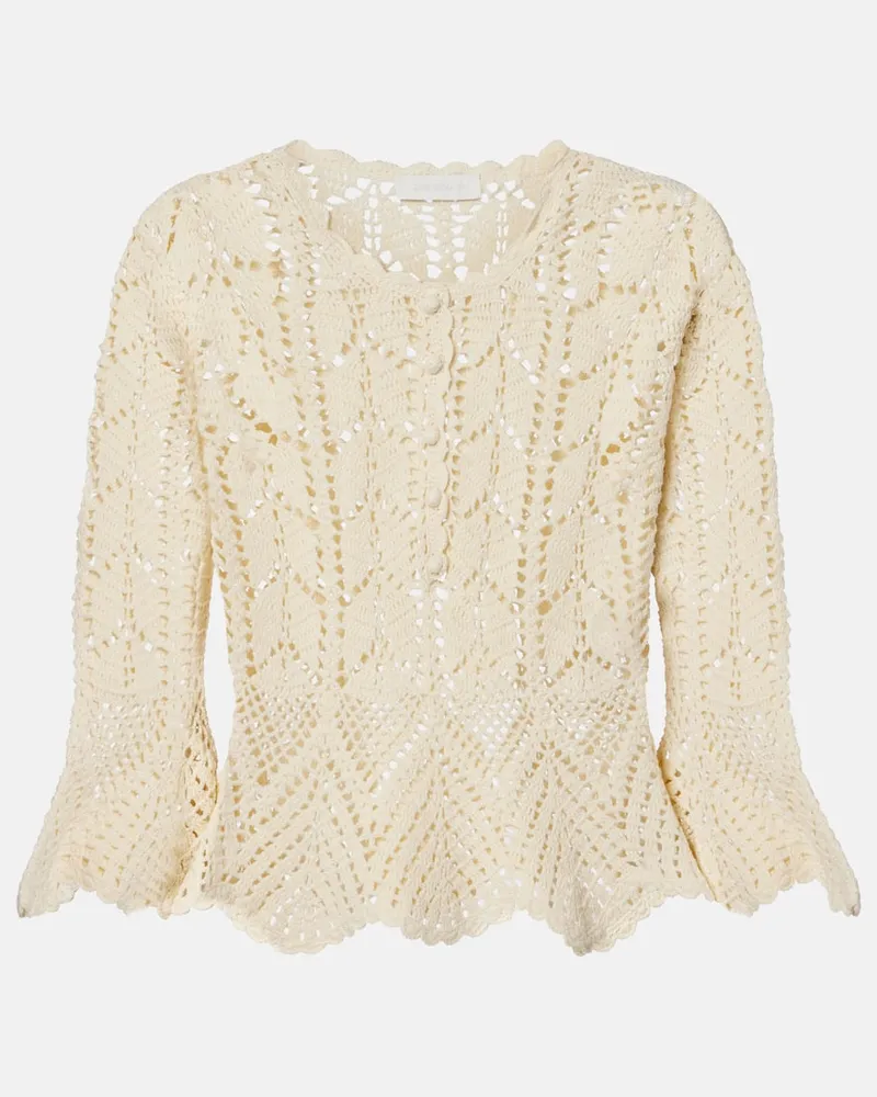 Zimmermann Top aus Häkelstrick Weiß