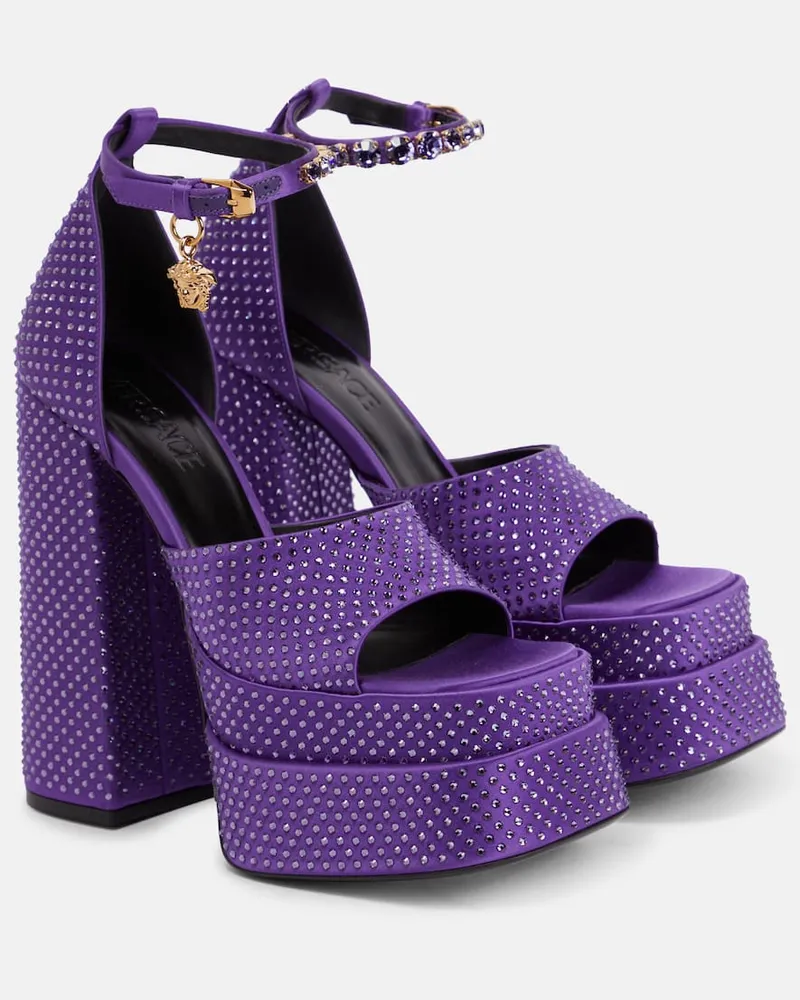 Versace Verzierte Plateausandalen Medusa Aevitas Violett