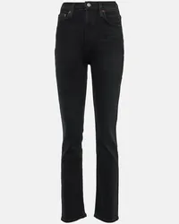 AGOLDE High-Rise Slim Jeans Freya Schwarz