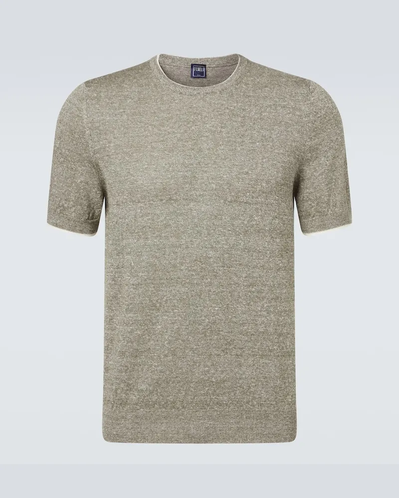 Fedeli Pullover aus Leinen und Baumwolle Grün