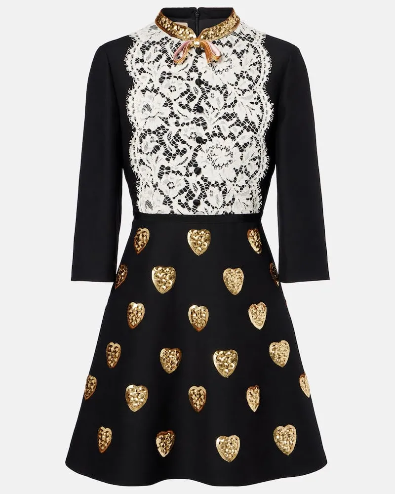 Valentino Garavani Minikleid aus Crepe Couture mit Pailletten Schwarz
