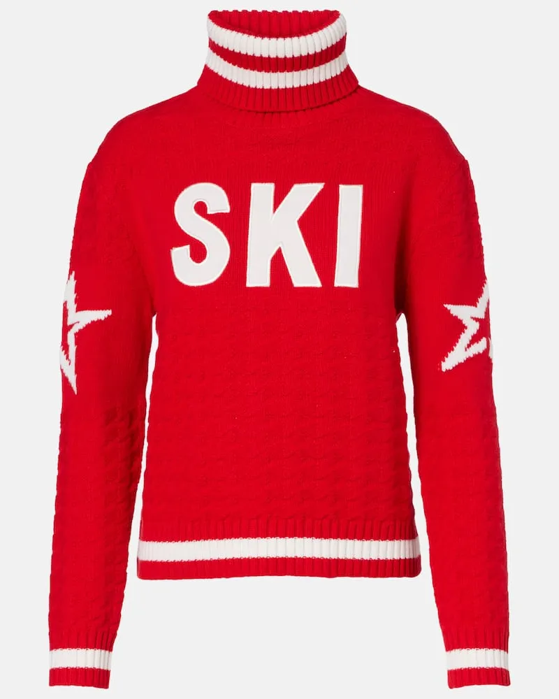 Perfect Moment Rollkragenpullover Glacier aus Wolle Rot