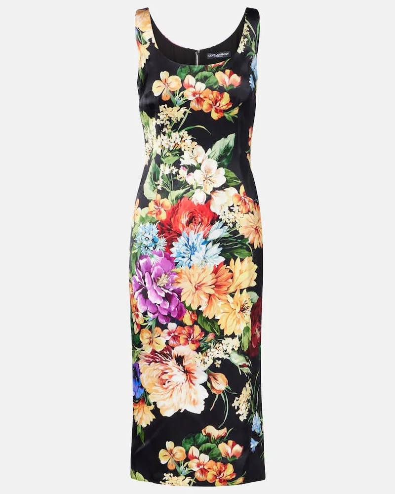 Dolce & Gabbana Midikleid aus Satin Multicolor