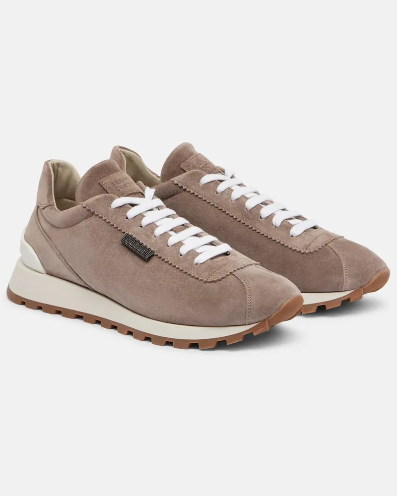 Brunello Cucinelli Sneakers aus Veloursleder Braun