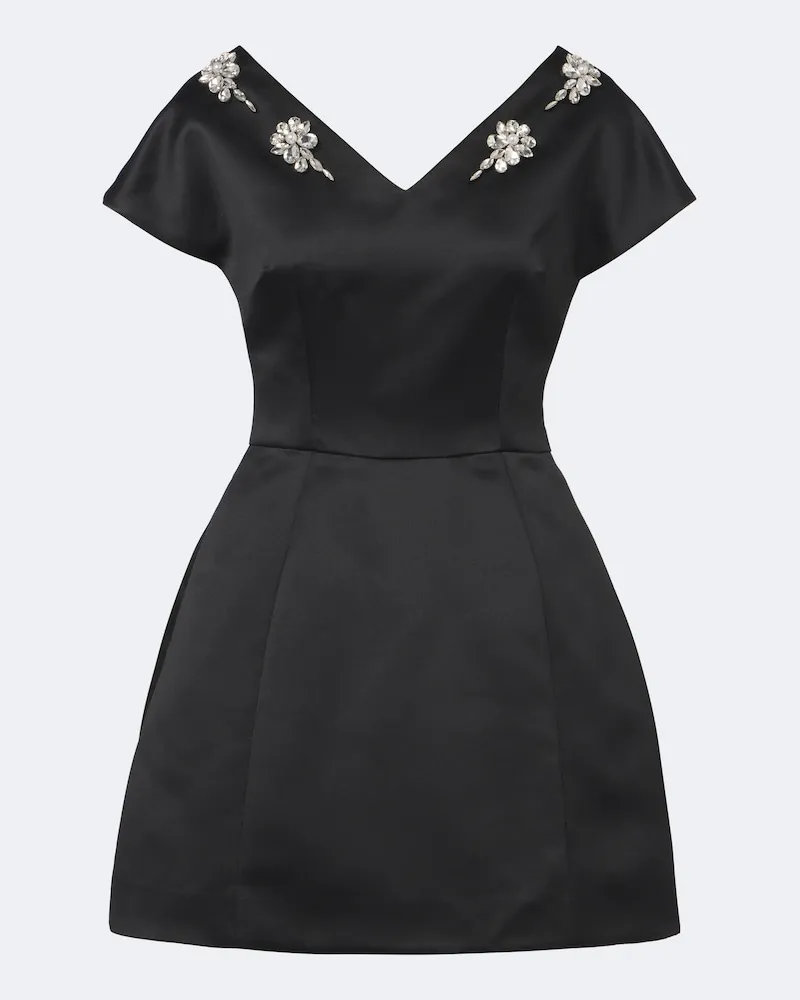 Simone Rocha Verziertes Minikleid aus Satin Schwarz