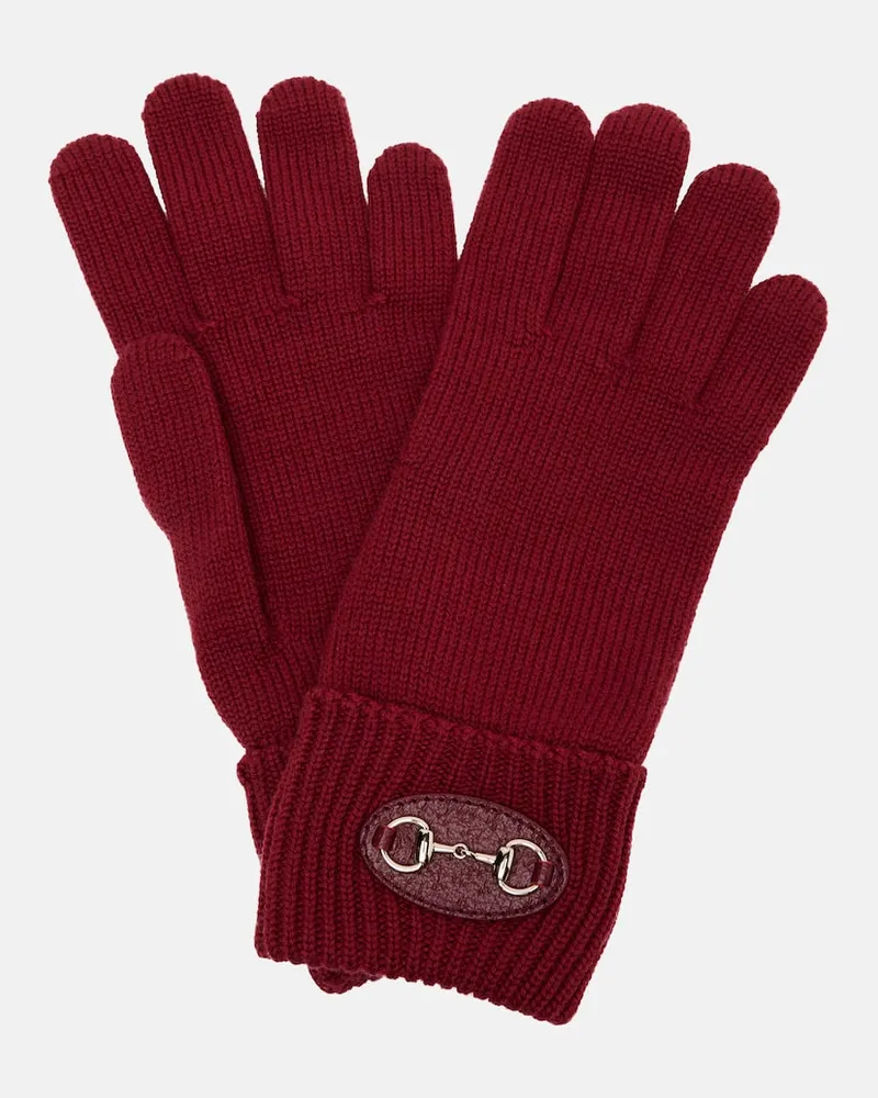 Gucci Handschuhe Horsebit aus Wolle Burgund