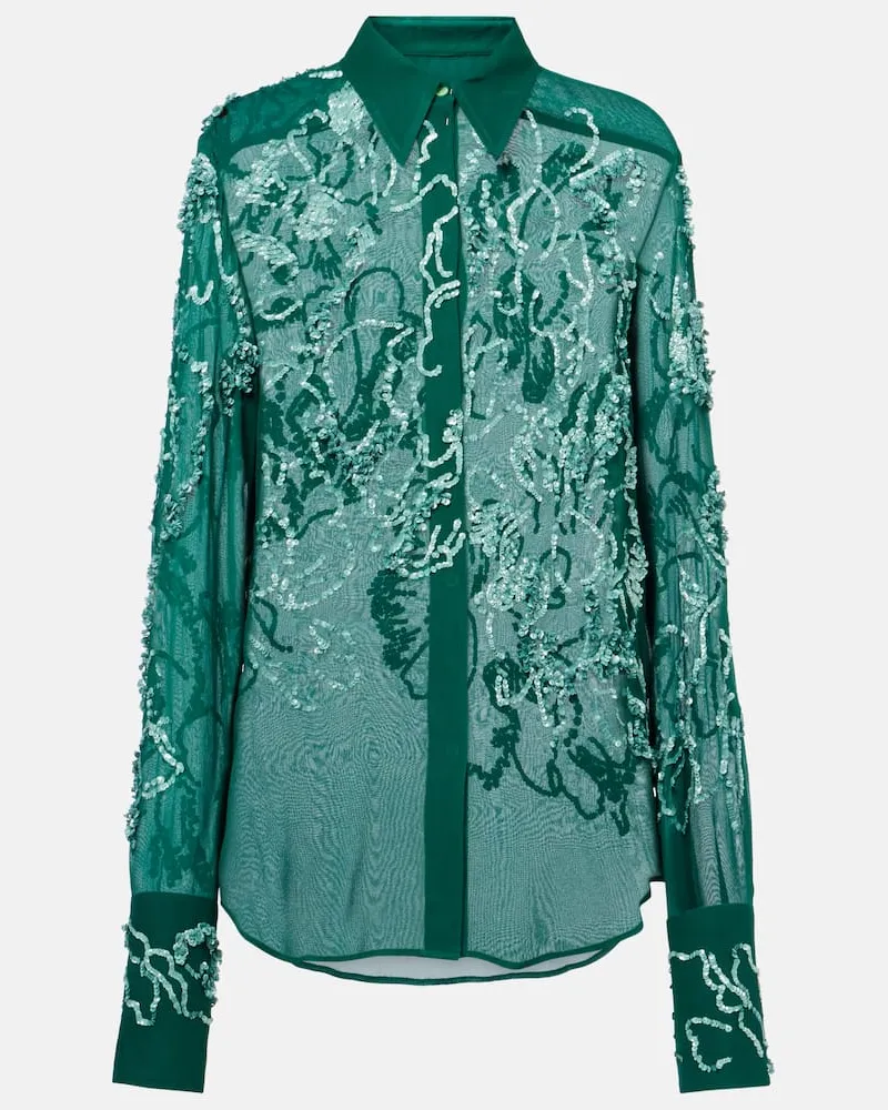 Dries van Noten Hemd mit Pailletten Grün