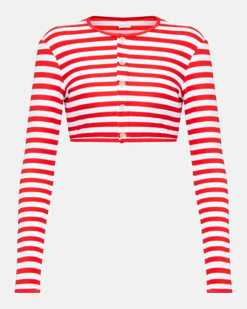 JADE SWIM Cropped-Cardigan aus Frottee Rot