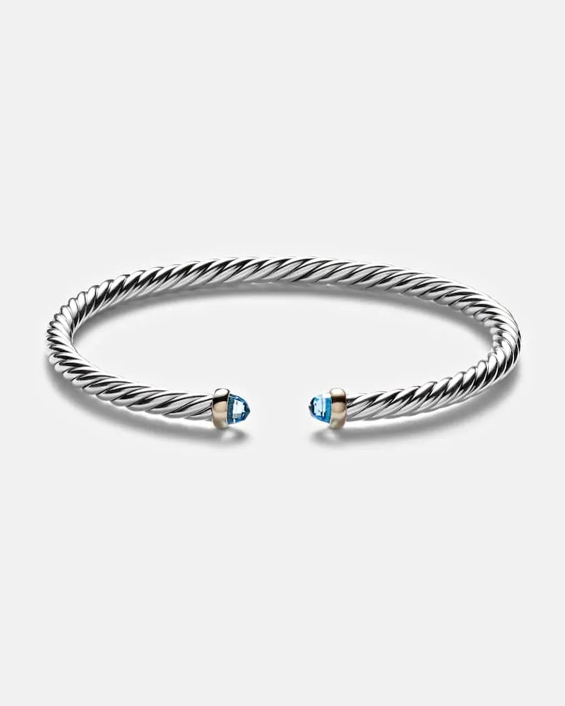 David Yurman Armreif Cable Flex aus Sterlingsilber mit 14kt Gelbgold und Topas Silber