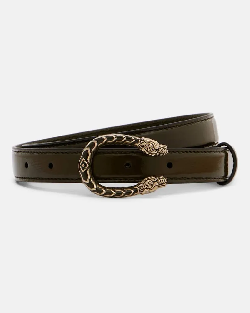 Gucci Gürtel Dionysus aus Lackleder Grün