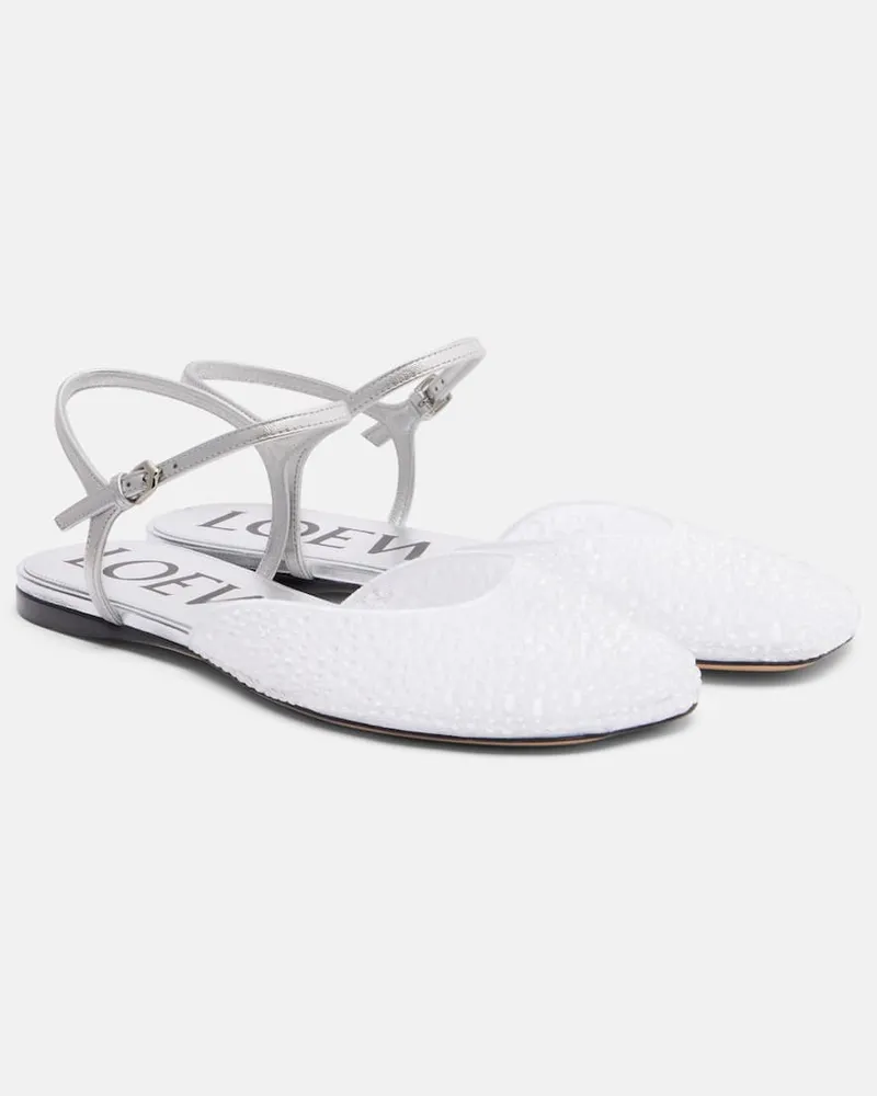 Loewe Ballerinas Toy aus Leder mit Kristallen Silber