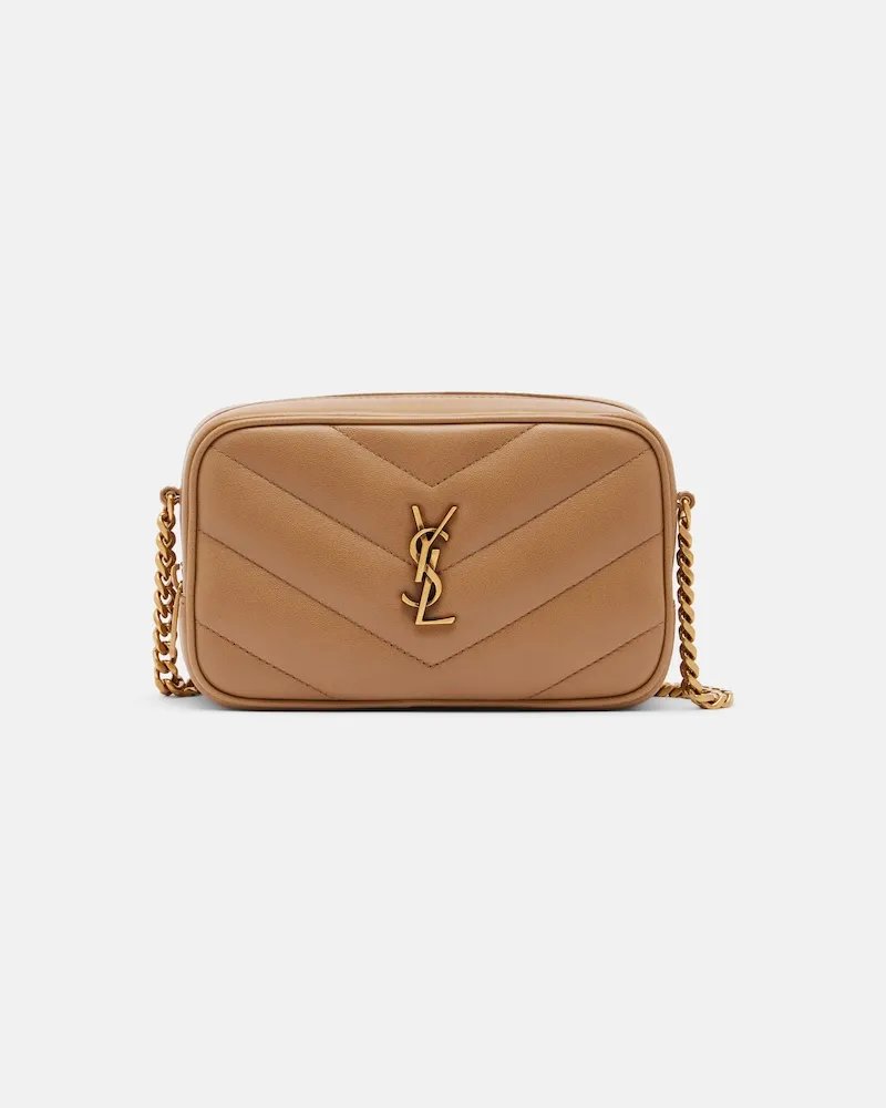 Saint Laurent Schultertasche Loulou Mini aus Matelassé-Leder Beige