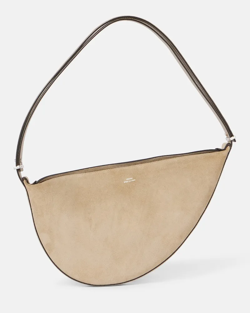 Totême Schultertasche aus Veloursleder Beige