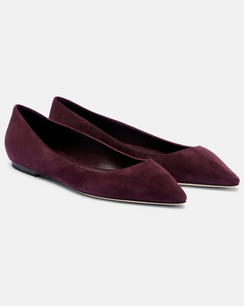 Jimmy Choo Ballerinas Romy aus Veloursleder Burgunderrot
