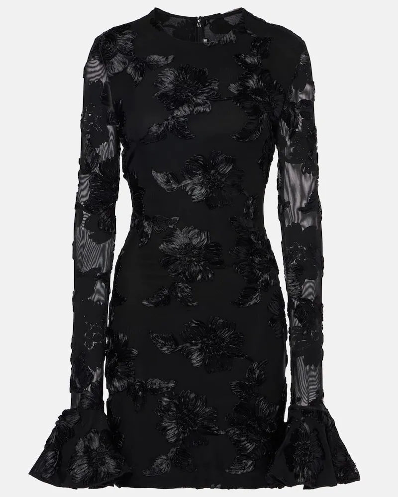 ROTATE Birger Christensen Besticktes Minikleid aus Mesh Schwarz