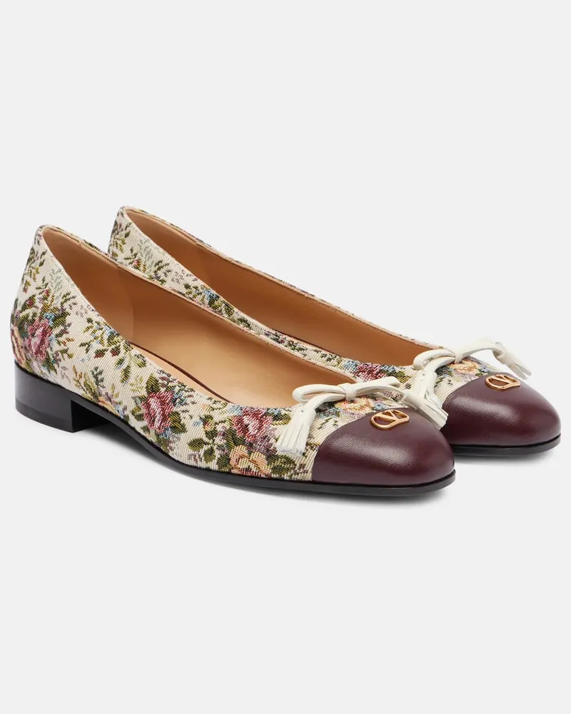 Valentino Garavani Ballerinas Valet du Roi aus Jacquard Beige