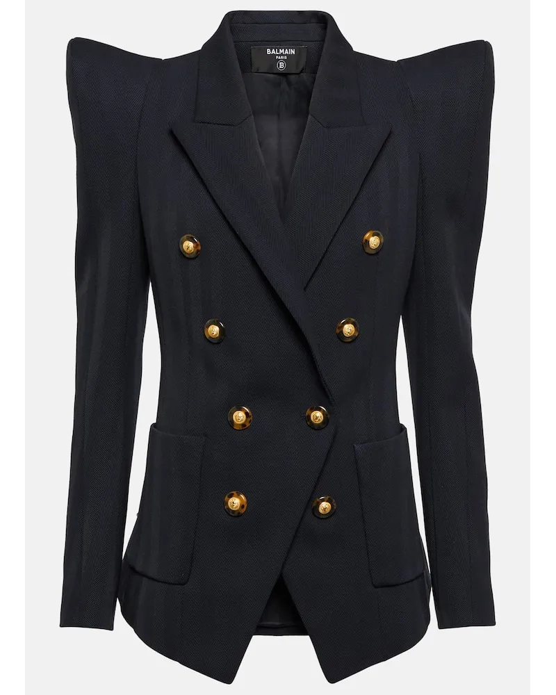 Balmain Blazer aus Schurwolle Blau