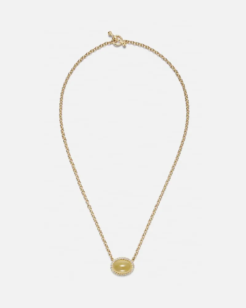 Octavia Elizabeth Halskette Bermuda Grass aus 18kt Gelbgold (750/1000) mit Diamanten und Beryll Gold