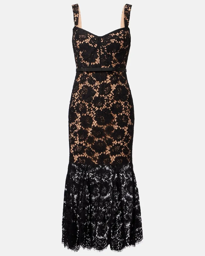 Self-Portrait Cocktailkleid aus Spitze Schwarz