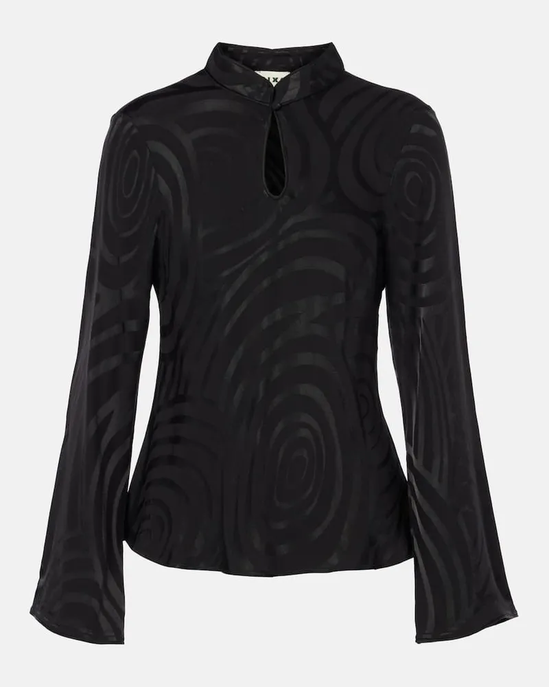 RIXO Top Wylder aus Satin Schwarz