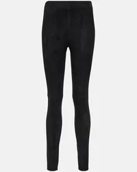 Joseph Leggings aus Veloursleder Schwarz