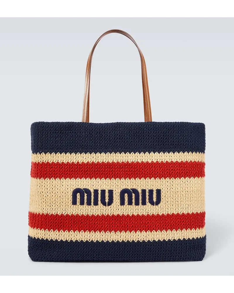 Miu Miu Tote mit Leder Blau