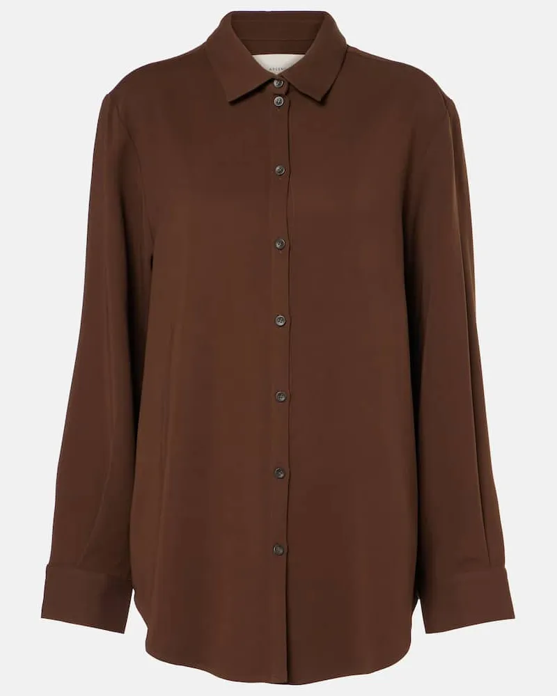 ASCENO Hemd London aus Crêpe Braun