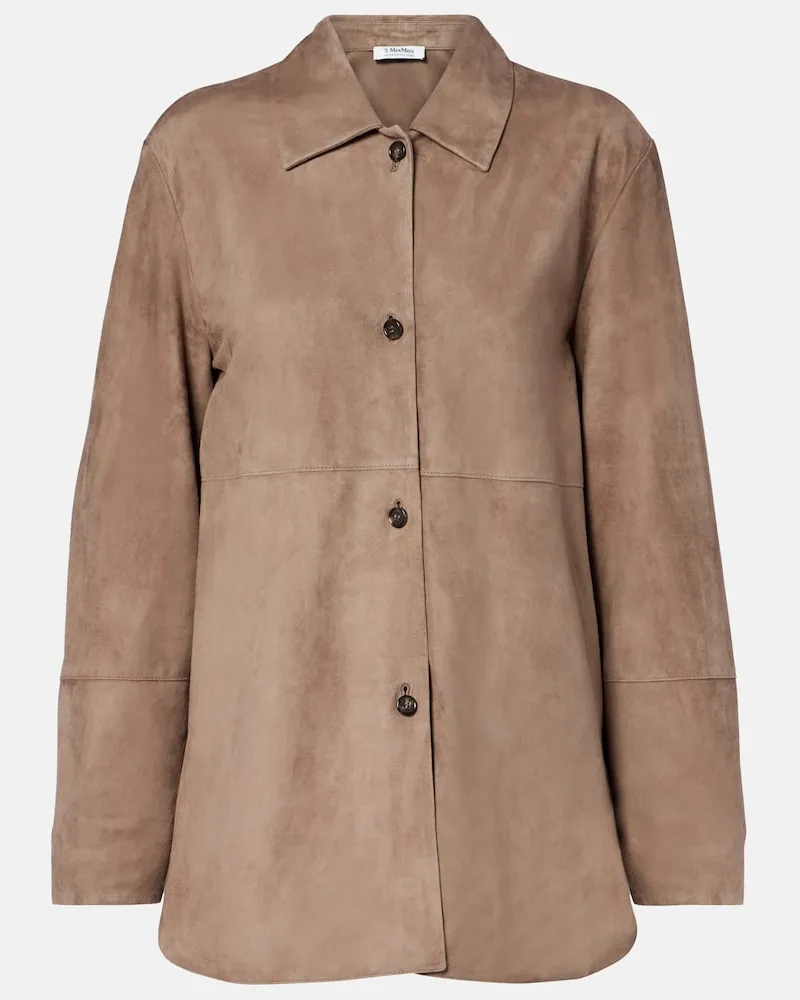 Max Mara Hemdjacke Estate aus Veloursleder Braun