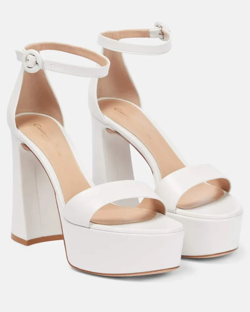 Gianvito Rossi Bridal Plateausandalen Holly aus Leder Weiß