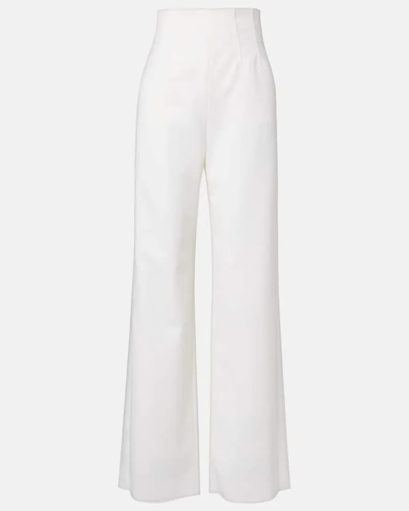 Max Mara Weite High-Rise-Hose Balta aus Schurwolle Weiß