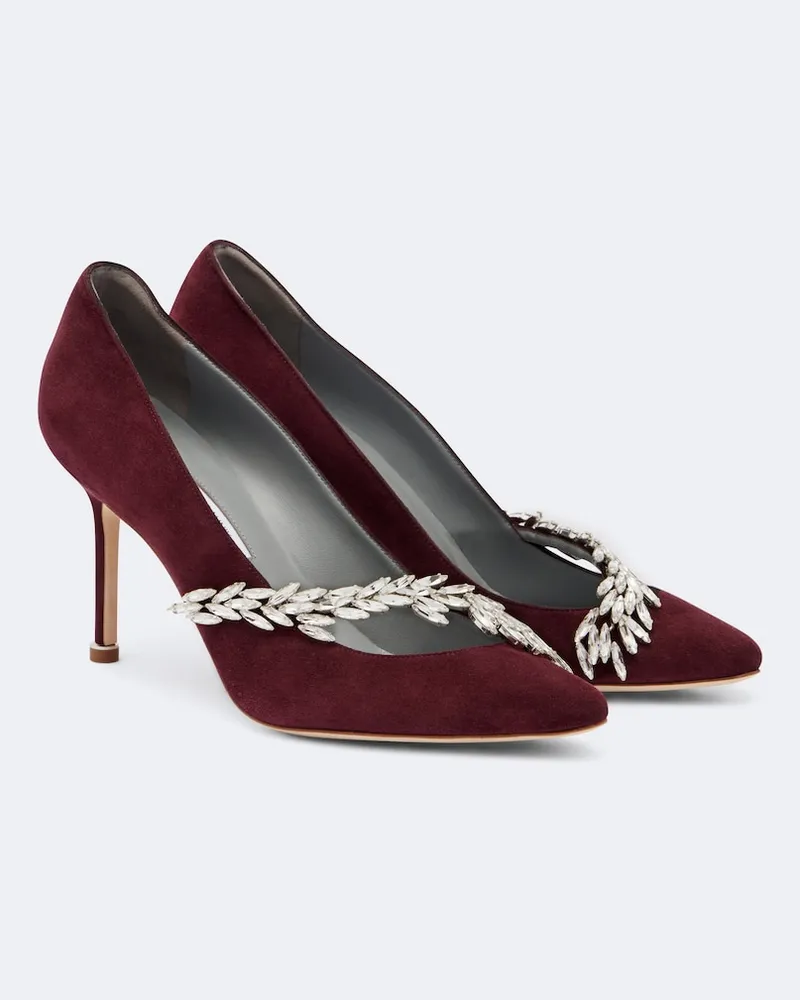 Balenciaga X Manolo Blahnik Verzierte Pumps Burgunderrot