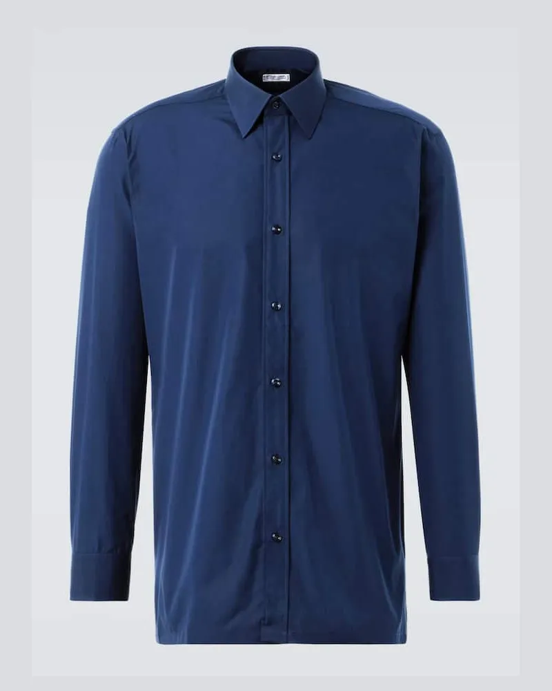 Charvet Hemd aus Baumwollpopeline Blau