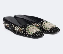 Verzierte Wedge-Mules Atelier aus Samt