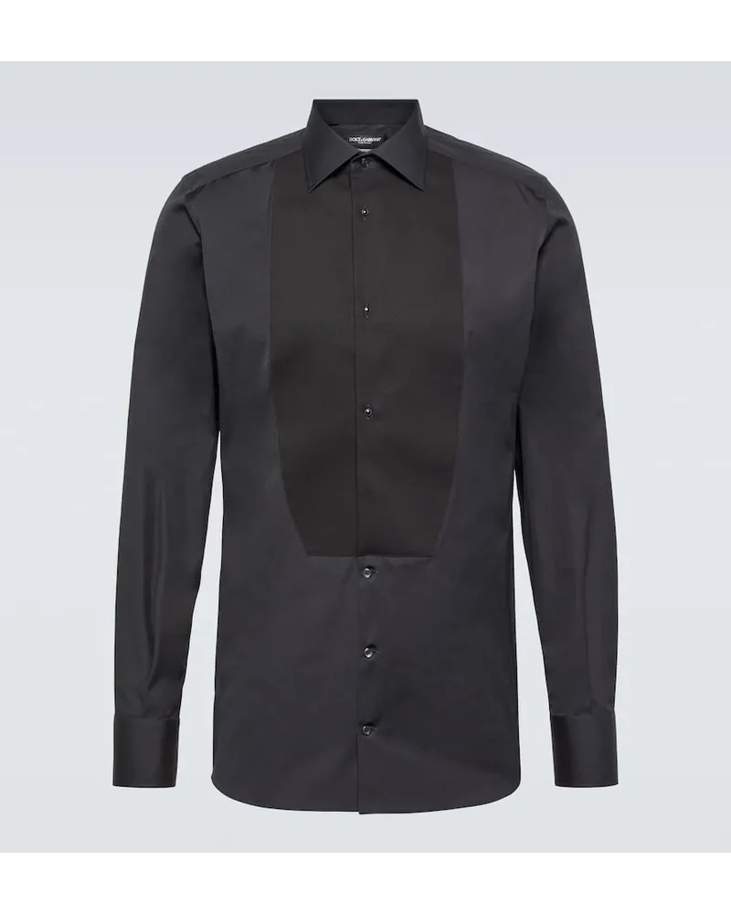 Dolce & Gabbana Hemd Plastron aus Baumwolle Schwarz