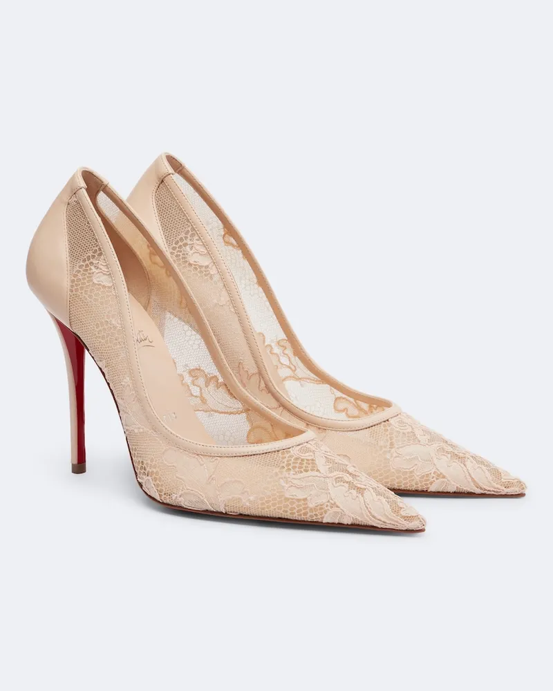 Christian Louboutin Pumps Miss Z aus Spitze mit Leder Rosa