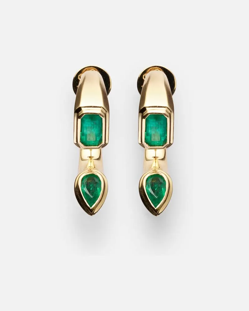 SHAY Ohrringe Bypass aus 18kt Gelbgold mit Smaragden Gold