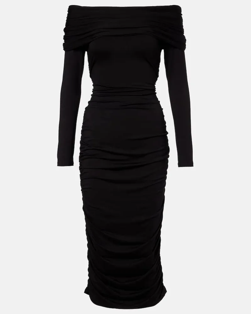 Veronica Beard Off-Shoulder-Midikleid Tinette Schwarz