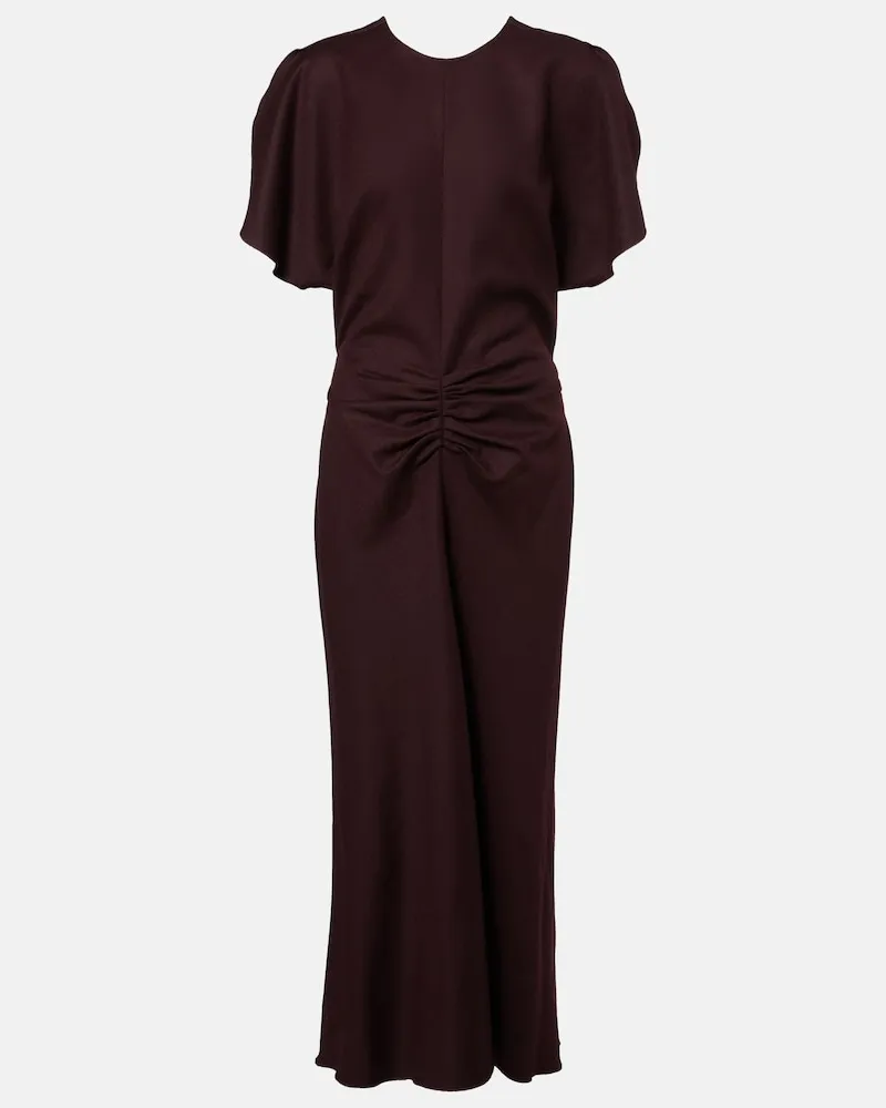Victoria Beckham Midikleid Bela aus Schurwolle Burgunderrot