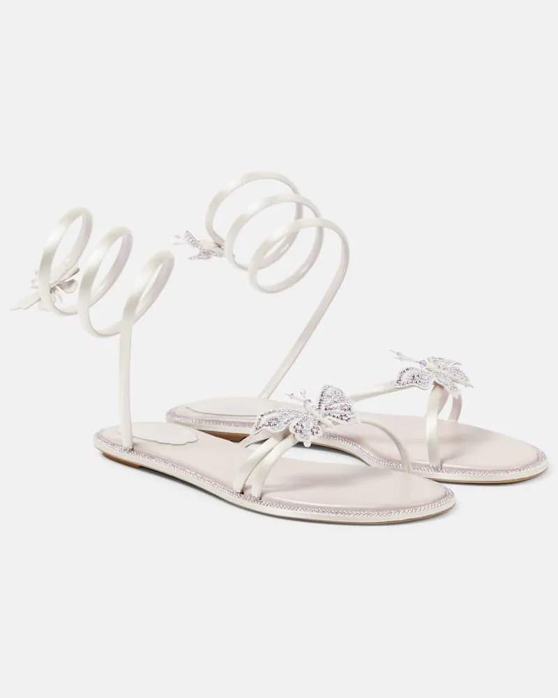 René Caovilla Verzierte Sandalen Cleo aus Satin Rosa