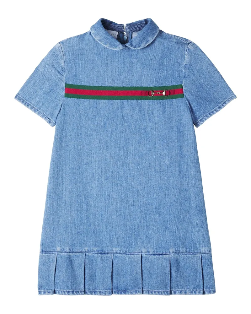 Gucci Jeanskleid Horsebit Web Stripe Blau