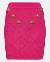 Balmain Verzierter Minirock aus Strick Pink