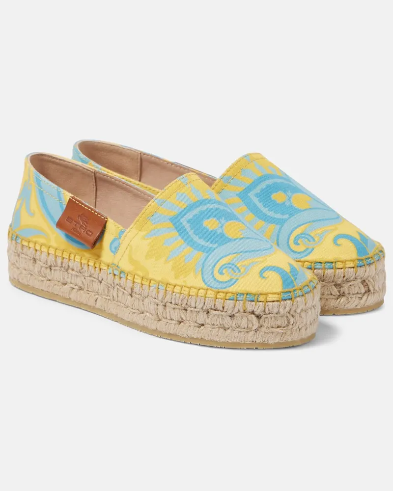 Etro Bedruckte Espadrilles aus Canvas Gelb