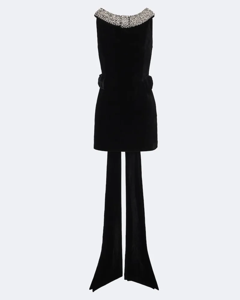 The New Arrivals Ilkyaz Ozel Verziertes Minikleid Daphne aus Samt Schwarz
