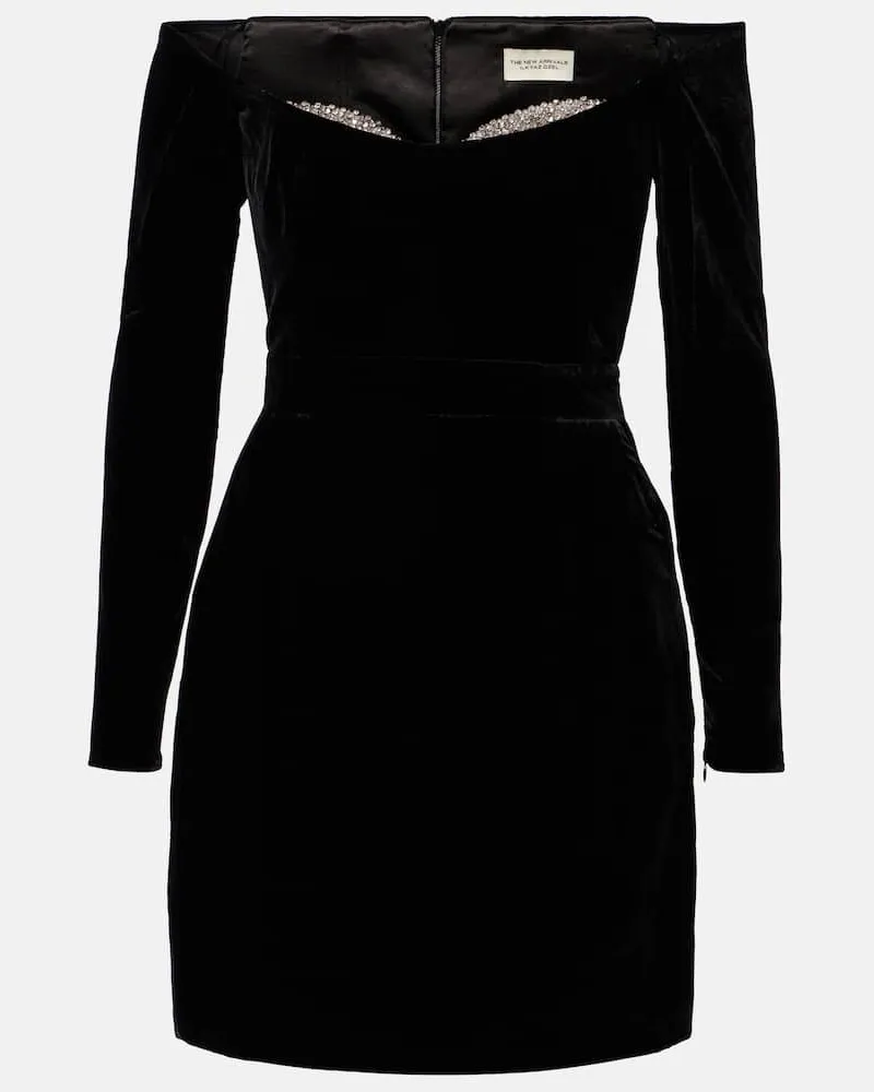 The New Arrivals Ilkyaz Ozel Minikleid Farah aus Seide mit Kristallen Schwarz