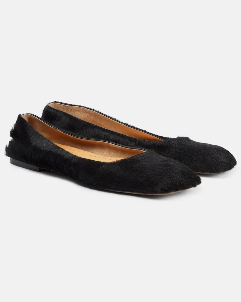 The Row Ballerinas aus Kalbshaar Schwarz