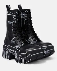 Balenciaga Ankle Boots Bulldozer aus Leder Schwarz