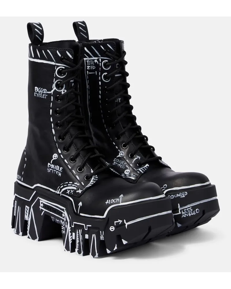 Balenciaga Ankle Boots Bulldozer aus Leder Schwarz