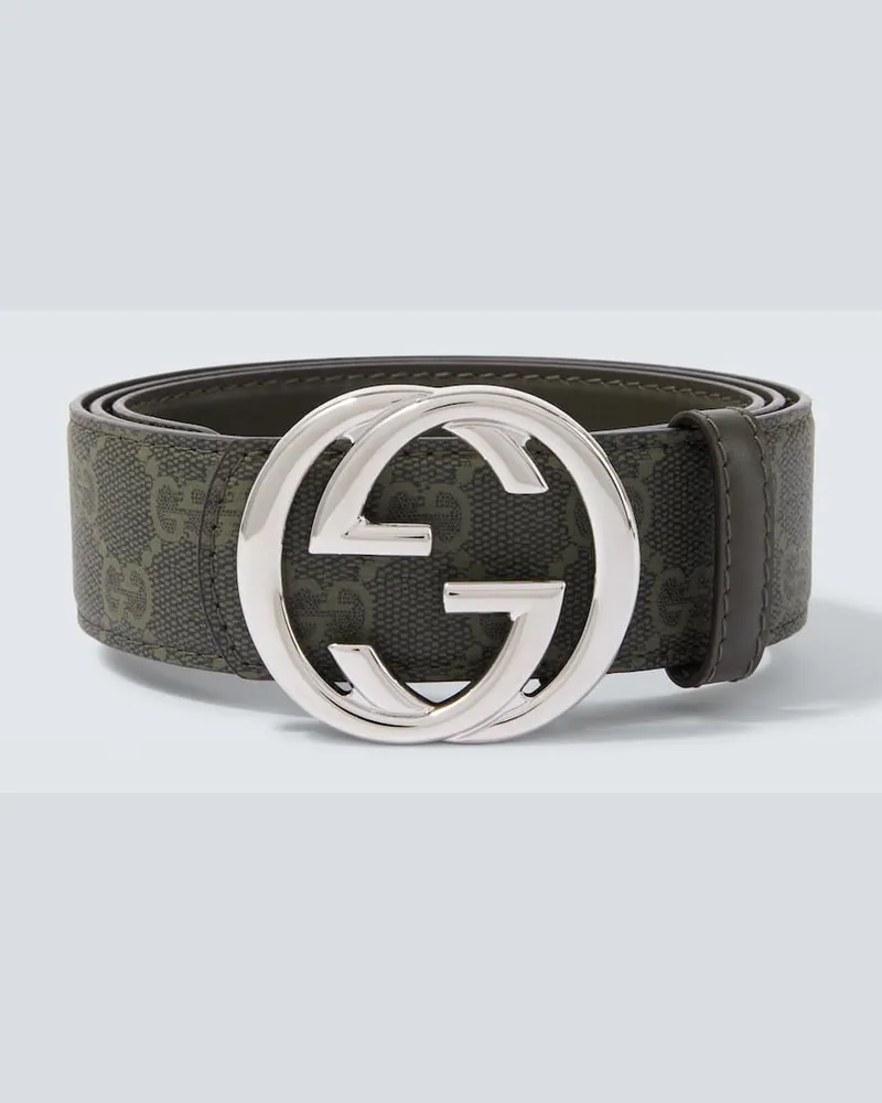 Gucci Wendbarer Gürtel GG aus Leder Grün